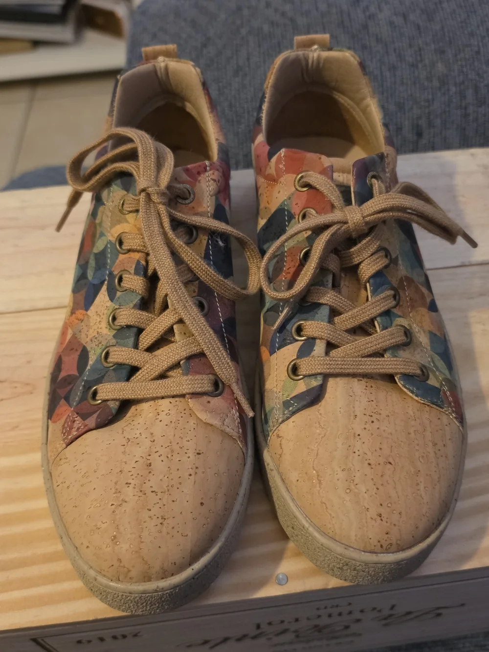 Handmade In Portugal VEGAN Multicolor Geometric Cork Sneakers Unworn